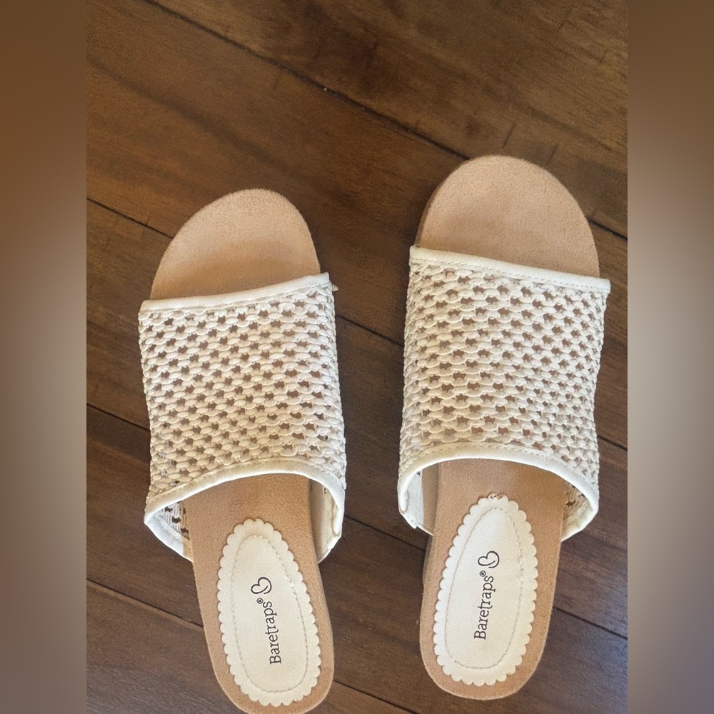 Baretraps FLOSSEY Women's White Cork Slide Sandals Size 9